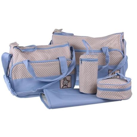 Multifunctional Baby Diaper Handbag Set 5 Piece - Blue_0