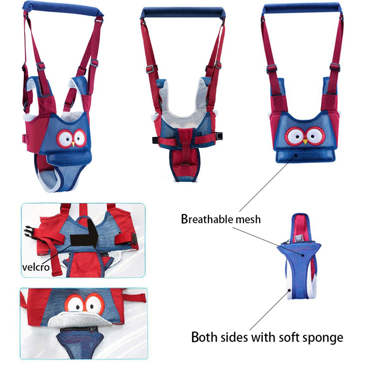 Adjustable Handheld Baby Walking Harness Kids Detachable Walker - Blue_1